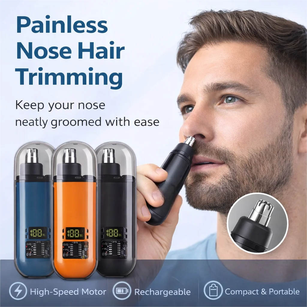 Painless Nose & Ear Hair Trimmer | USB Rechargeable Compact Grooming Tool for Men