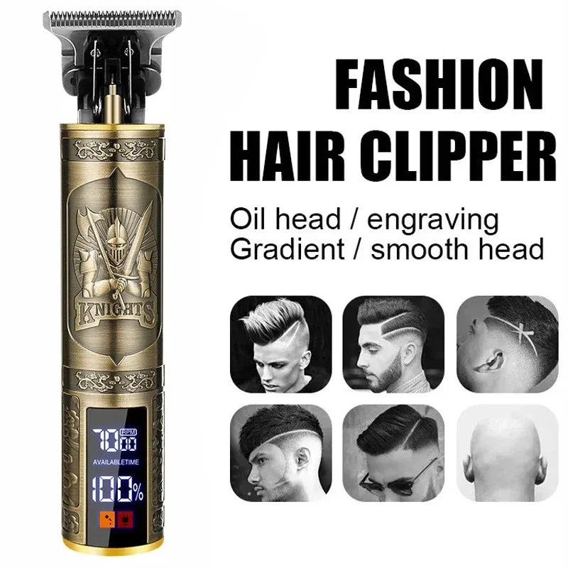 Vintage Professional Hair Clipper | USB Fast Charging Cordless Trimmer for Men