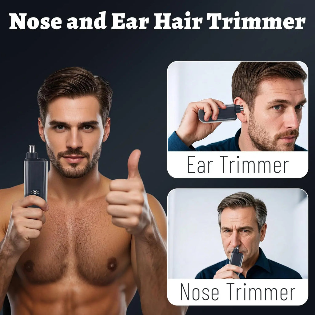 Painless Nose & Ear Hair Trimmer | USB Rechargeable Compact Grooming Tool for Men