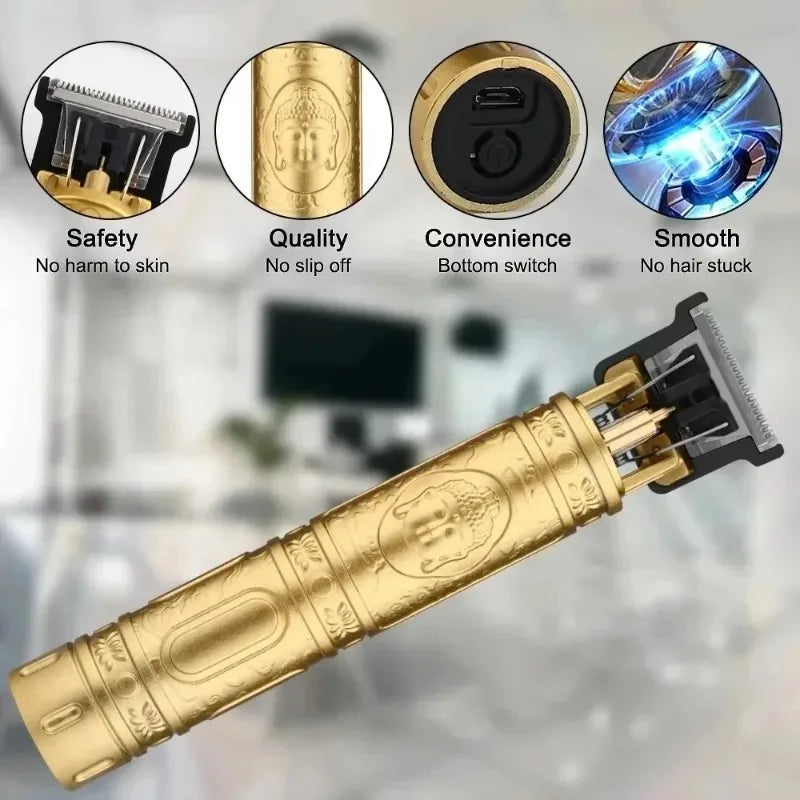 Vintage Professional Hair Clipper | USB Fast Charging Cordless Trimmer for Men